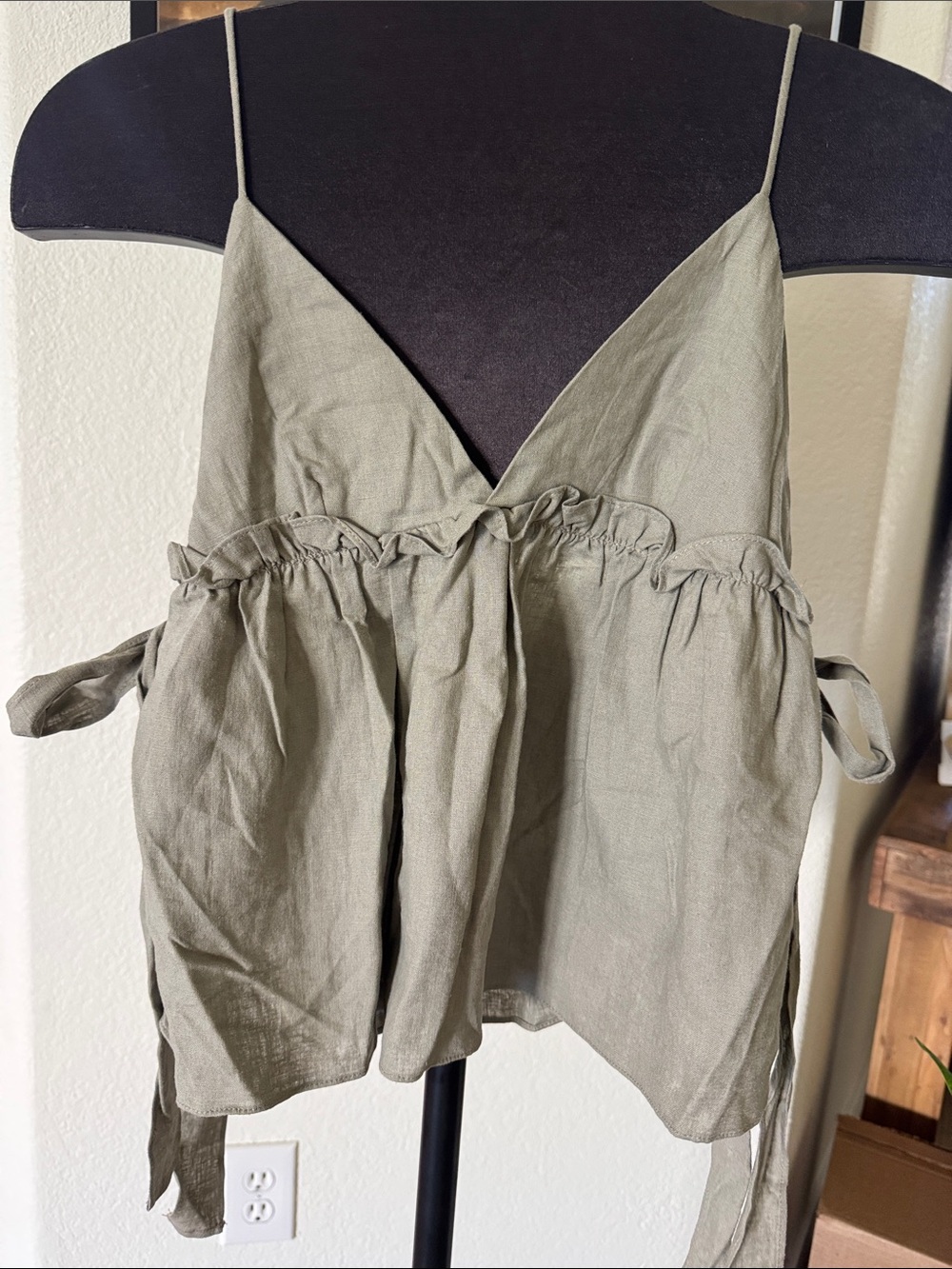 Zara Olive Green Spaghetti Strap Tank Top